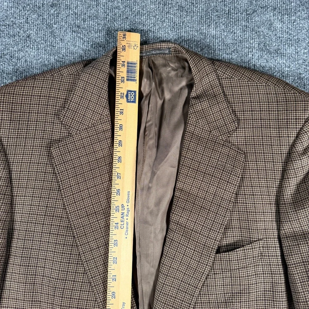 Ermenegildo Zegna Wool Sport Coat Blazer 50R Brown Micro Check Plaid